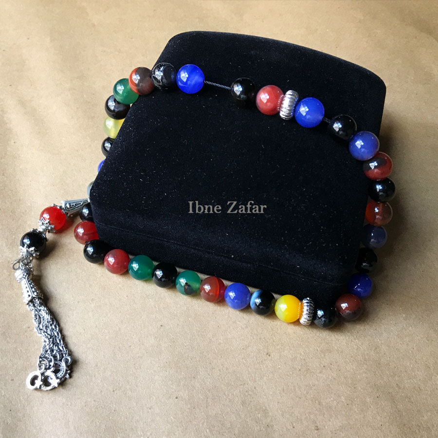 33 8mm Beads Multi Aqeeq Tasbih / Prayer Beads TS-80